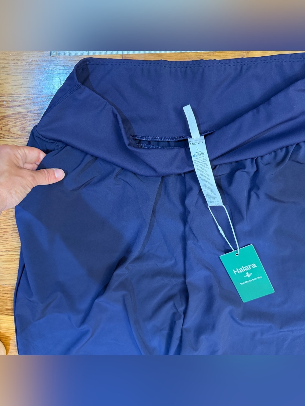 Halara Breezeful High Waisted Tummy Control Split Hem Pants Navy Blue Large NWT - Picture 5 of 7